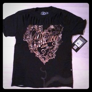 Black short sleeve shirt Affliction Sz XS